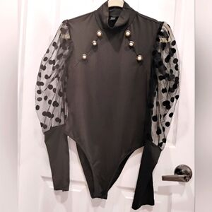 🩷 Women's Long Sleeves Stretchy Sheer Bodysuit Top